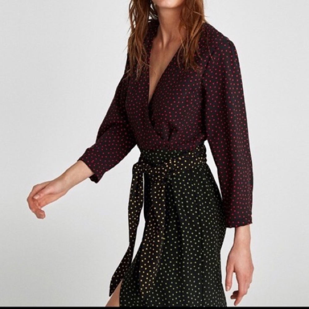 NWT Zara Polka Dot Wrap Dress sz Large